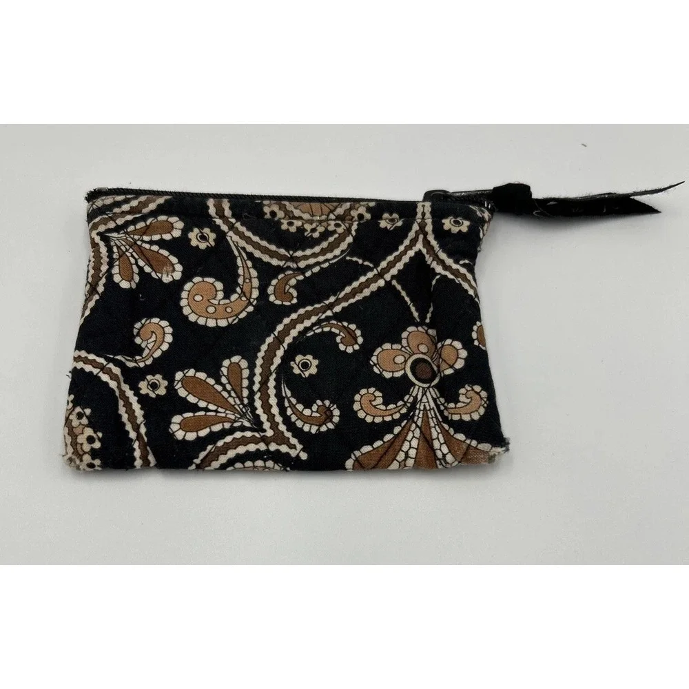 Vera Bradley Black And Brown Print‎ Zip Coin Purse Wallet Card Holder - Picture 3 of 5